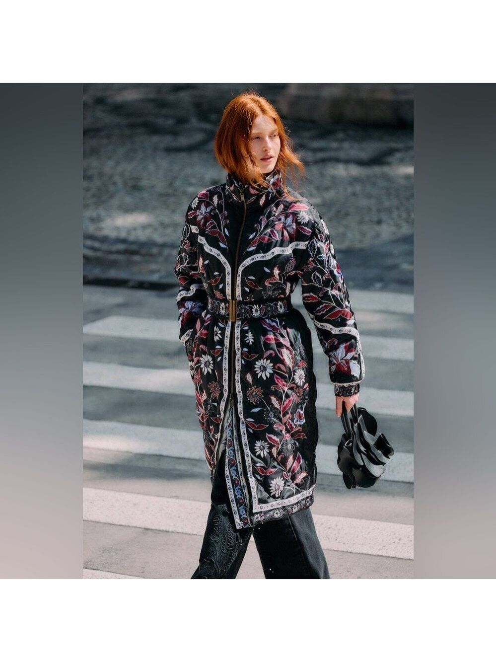 Farm Rio Black Marcelle Reversible Maxi Puffer Jacket - Picture 1 of 12